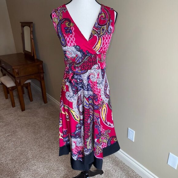 George pink colorful sleeveless summer dress with asymmetrical hem - Picture 1 of 13